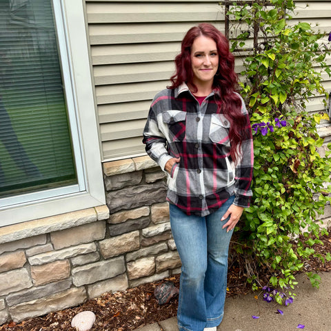 Black Oversized Plaid Shacket