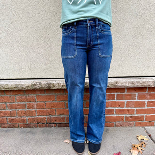 Judy Blue Mid Rise Straight Leg with Double Front Pockets