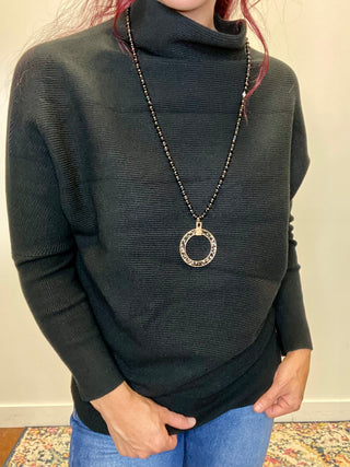 Black Dolman Sleeve Mock Neck Sweater