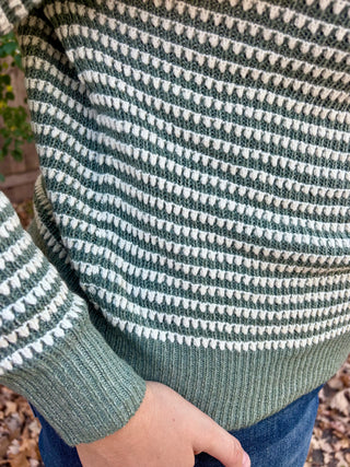 Dark Sage Two Tone Waffle Knit Hoodie