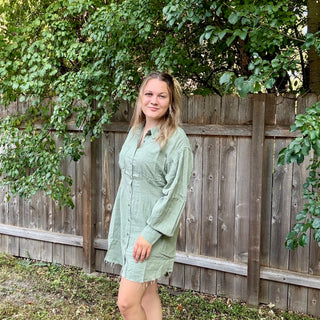 Risen Sage Green Linen Dress