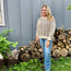 Brown Two Tone Crew Neck Sweater