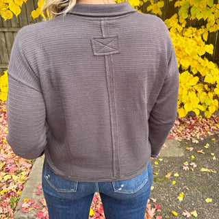Charcoal Exposed Seam Long Sleeve