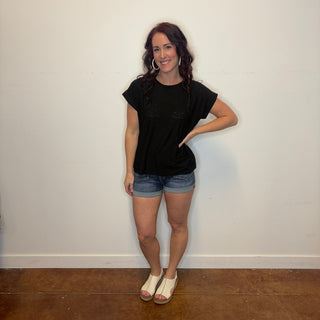 Black Cuffed Sleeve Tee