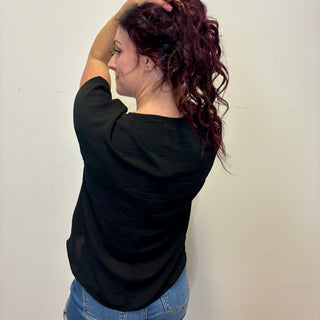 Black Woven Airflow Short Sleeve