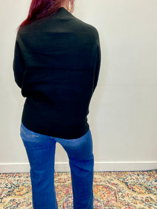 Black Dolman Sleeve Mock Neck Sweater