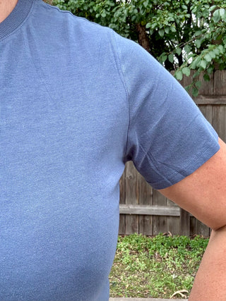 Ocean Blue Curve Pima Cotton Tee