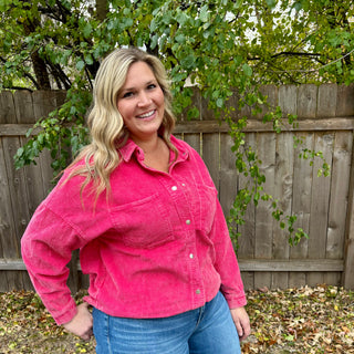 Fuchsia Corduroy Shacket
