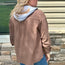 Brown Ribbed Hooded Shacket