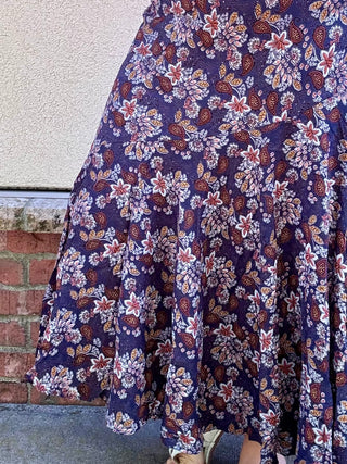 Navy Paisley Maxi Skirt