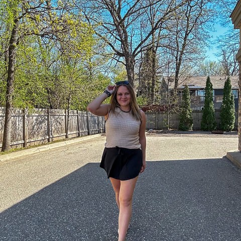 Black Tennis Skort with Drawstring Waist