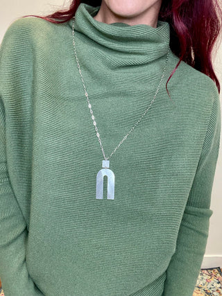 Light Olive Dolman Sleeve Mock Neck Sweater