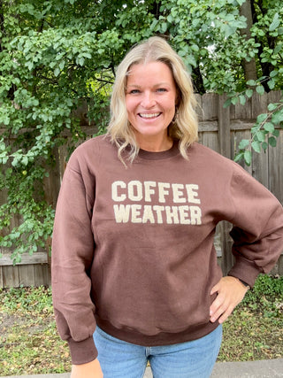 Crewneck Brown Coffee Weather Sweatshirt