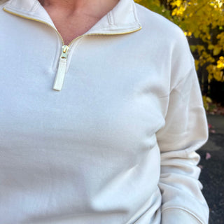 Cream Half Zip Sweatshirt