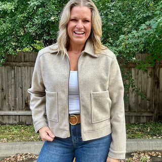 Soft Felt Zip Up Jacket