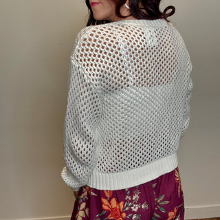 Ivory Crochet Cardigan Sweater