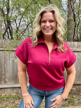 Cabernet Half Zip Short Sleeve Pullover