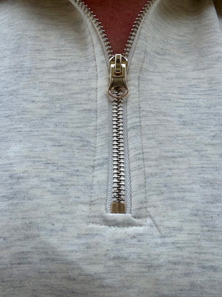 Heather Cream Half Zip Short Sleeve Pullover