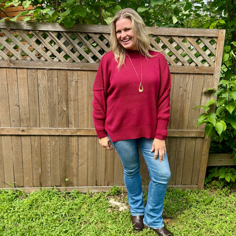 Cabernet Oversized Sweater with Side Slit