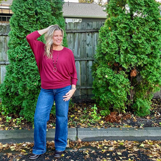 Cabernet Ribbed Dolman Long Sleeve