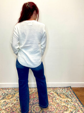 Ivory Round Neck Knit Sweater