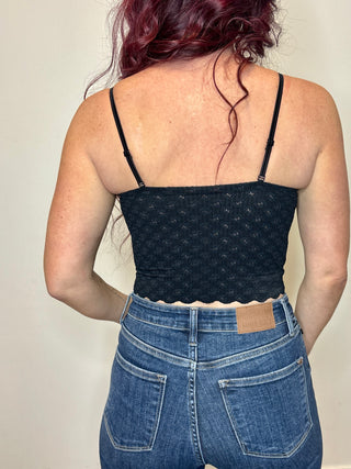 Black Seamless Double Strap Lace Bralette