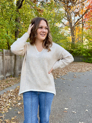 Drop Shoulder Hi-Low Sweater Top