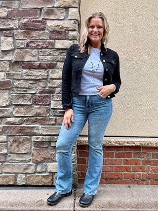 Risen Basic Fitted Black Stretchy Jacket with Pockets