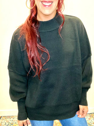 Black Side Slit Oversized Sweater