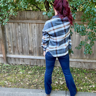 Navy Blue Plaid Shacket