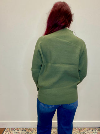 Light Olive Dolman Sleeve Mock Neck Sweater