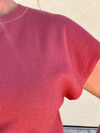 Heather Rust Short Sleeve Dolman Sweater