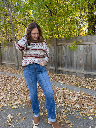 Fair Isle Pattern Knit Sweater