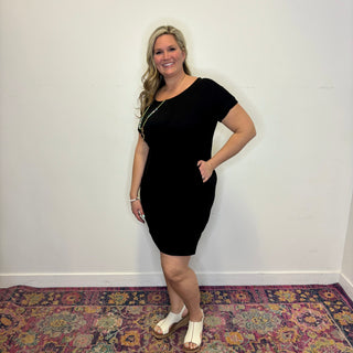 Rolled Short Sleeve T-Shirt Dress