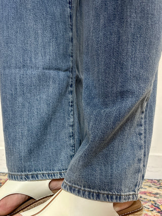 Wide Leg Denim Drawstring Pants