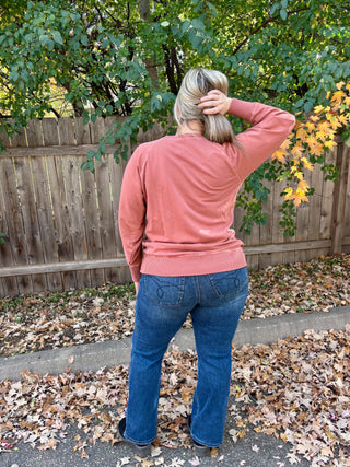 Rust French Terry Dyed Pullover with Pockets