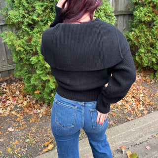 Black Collared Zip Up Sweater