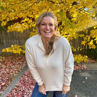 Cream Half Zip Sweatshirt