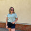 Mint Ribbed Double Button Split Neck Top