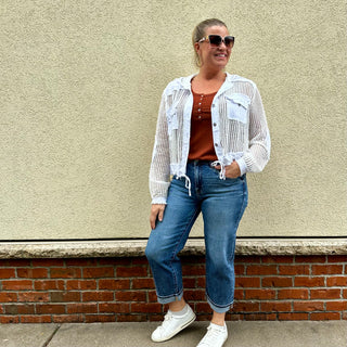 Risen Mid Rise Cuffed Barrel Jeans