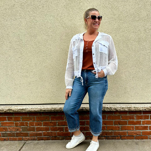Risen Mid Rise Cuffed Barrel Jeans