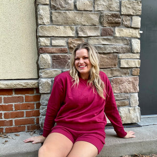 Cabernet Fleece Sweatshirt and Shorts Set