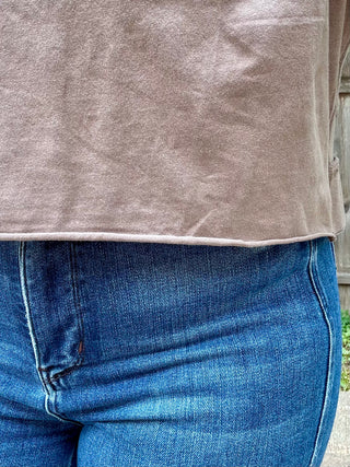 Olive Crescent Pima Cotton Open Back Long Sleeve Tee