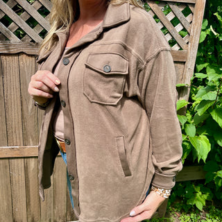 Mocha Oversized Fleece Shacket