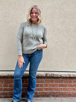 Olive Ribbed Super Soft Crew Neck Sweater