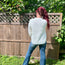 Ivory Long Sleeve Round Neck Waffle Knit Sweater