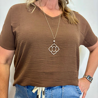 Brown Woven Airflow Short Sleeve