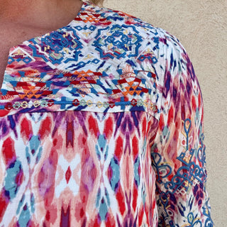 Multi Colored 3/4 Sleeve Tunic Top