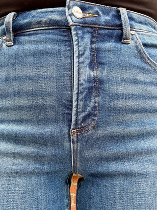 Risen High Rise Tummy Control Crop Straight Leg Jeans