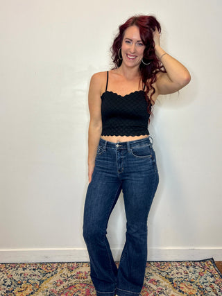 Black Seamless Double Strap Lace Bralette